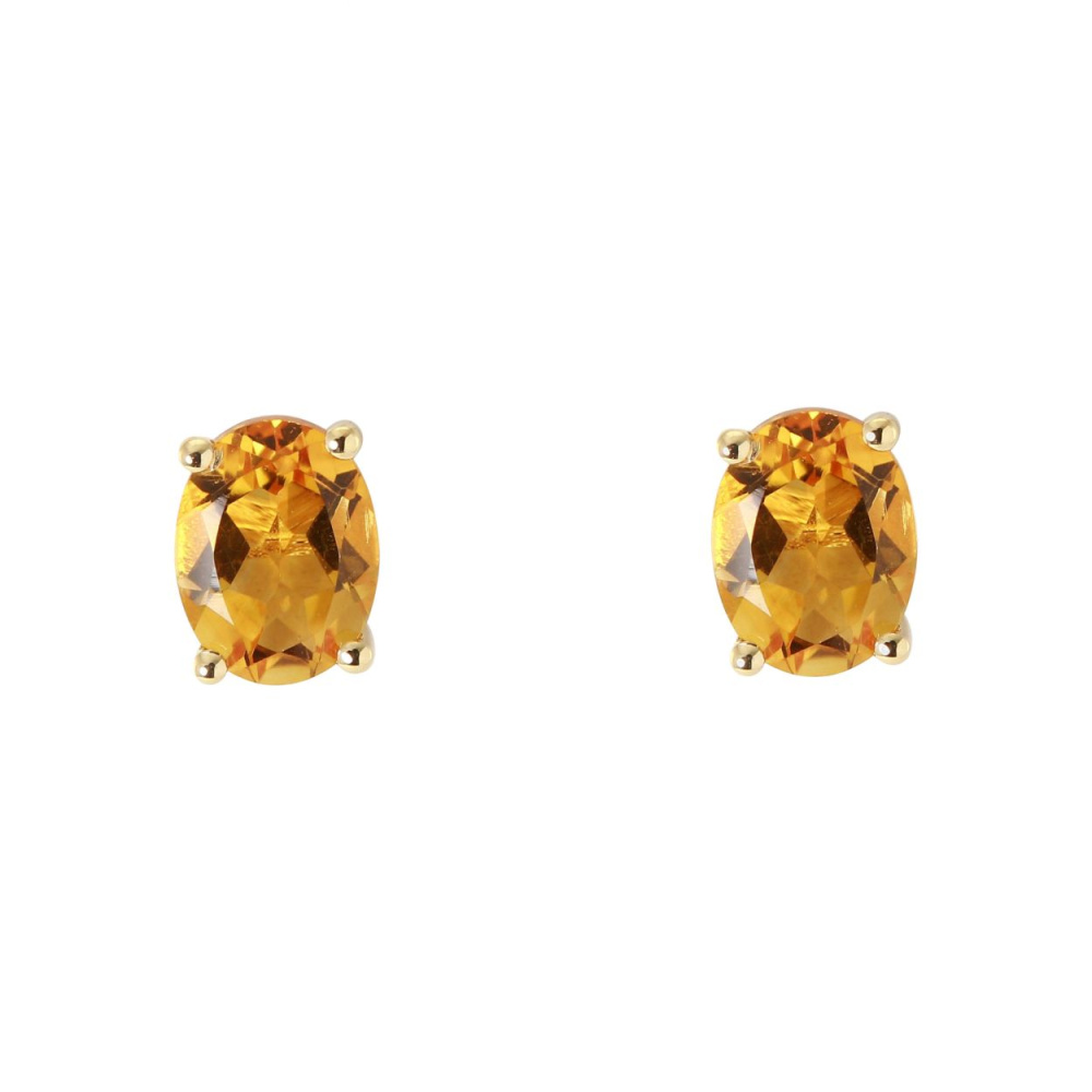 Grosses boucles d'oreilles ovales en citrine 