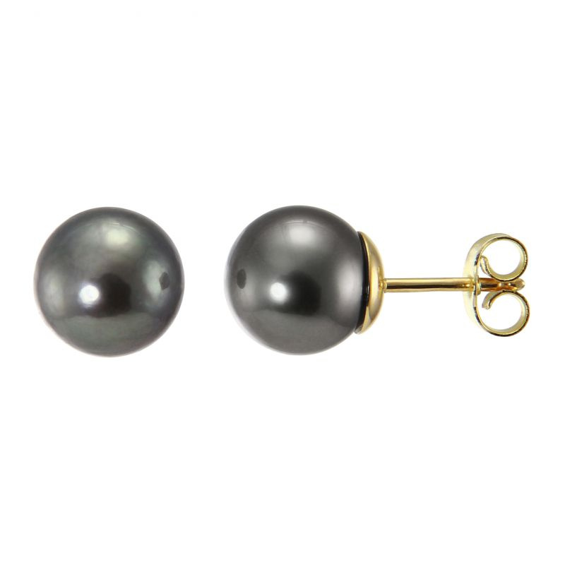 Boucles d'oreilles Or jaune 750 Perles de Tahiti 9mm Ref. 45582