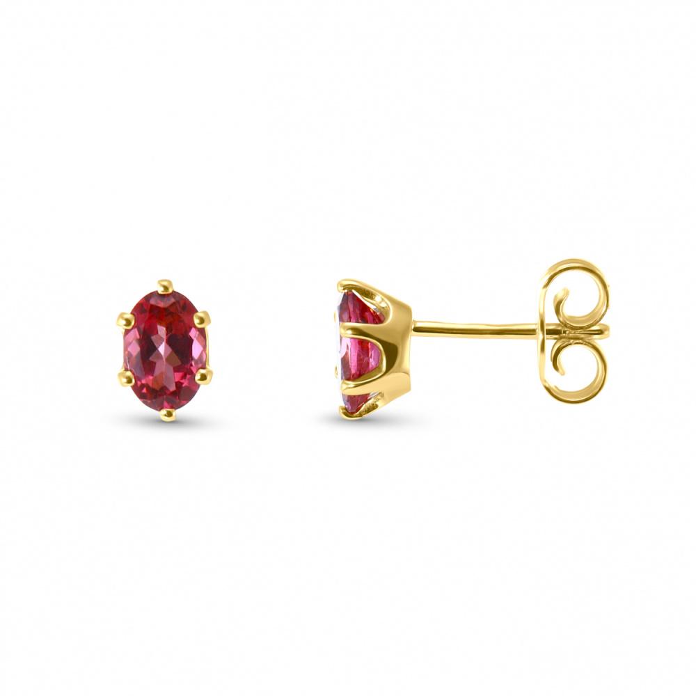 Boucles D'oreilles Plaquées Or Jaune Avec Tourmaline Noire Et Grenat – ROSEMIMOSA – Neuf Avec étiquettes