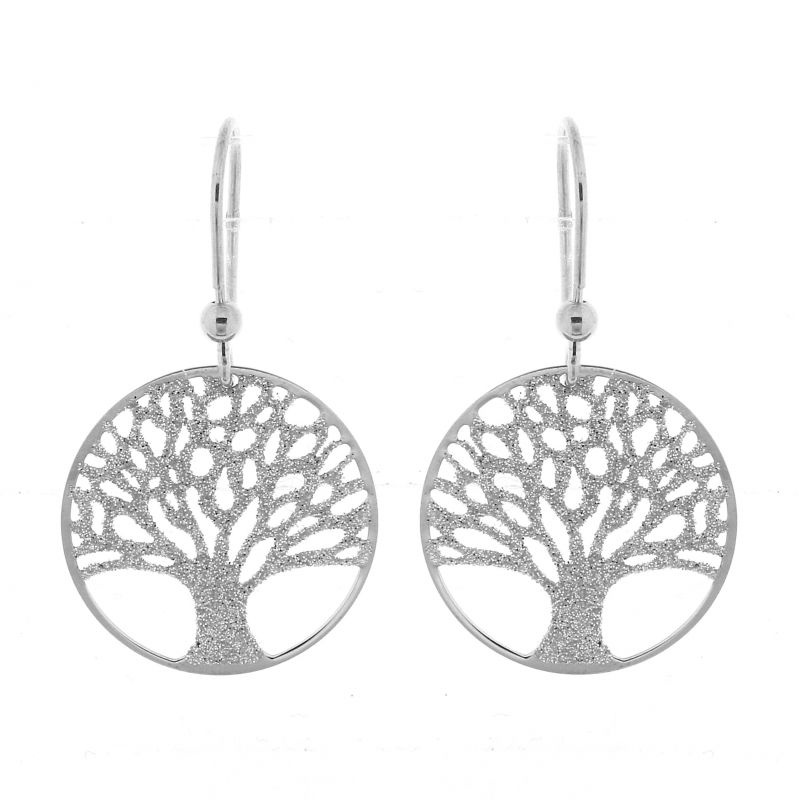 Boucle Doreille Arbre De Vie Or Blanc