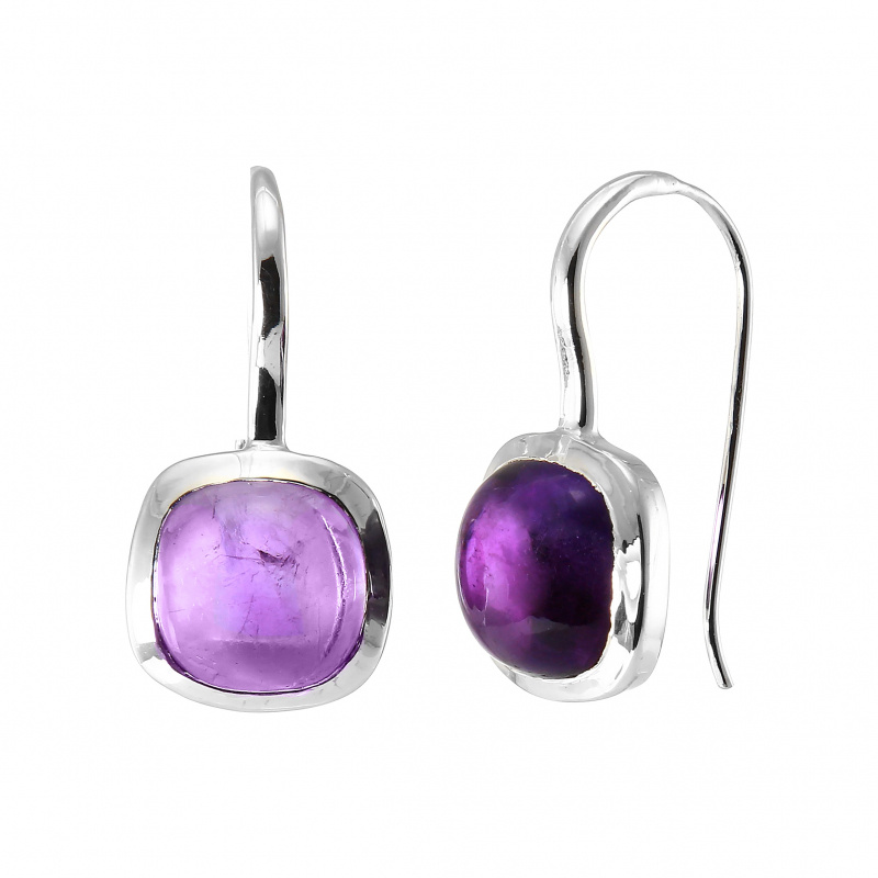 Boucles D'Oreilles Argent 925 Avec Améthyste Véritable - 6mm - Rhodié Or Blanc - Hypoallergénique