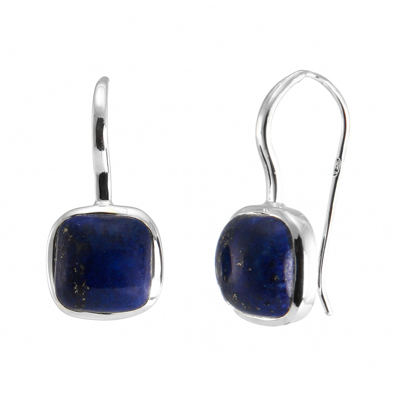 Boucles D'oreilles Pendantes Lapis Lazuli – Argent 925, Fermoir Dormeuse, Neuf Sans Emballage