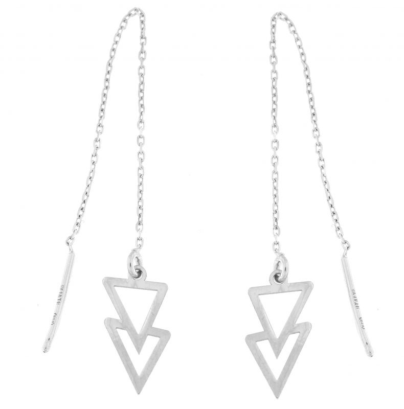 BOUCLES D/'OREILLES PENDANTES PLAQUE OR 750//000 MOTIF TRIANGLES