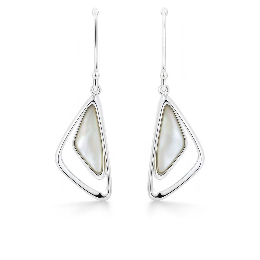 Boucles D'oreilles Pendantes En Nacre D'ormeau - Lot De 2, Légères, Crochet Plaqué Argent 925 - 6