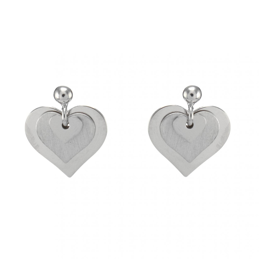 Boucles D'oreilles Pendantes Cœur Et Rose - Argent Massif 925 Rhodié - Dolly-Bijoux