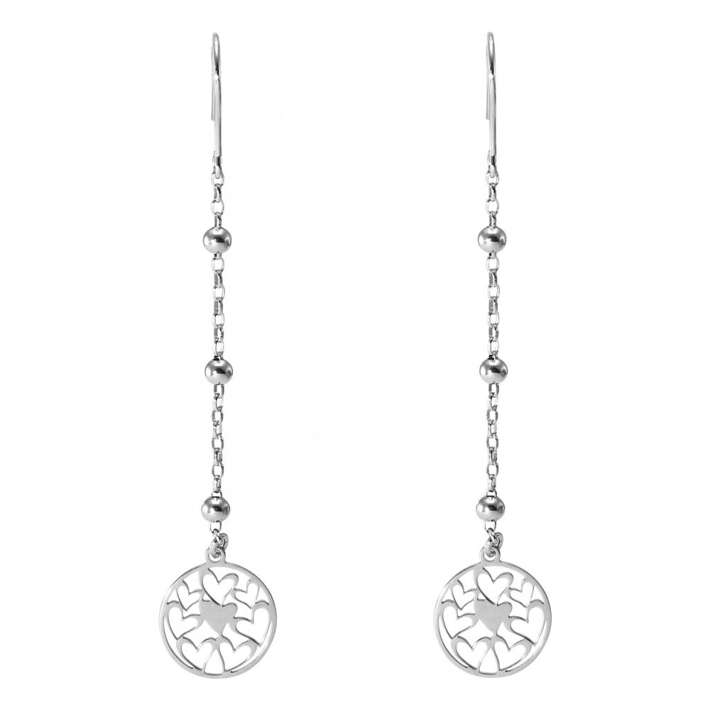 Pendant D Oreilles Argent Rhodie Coeur 598286