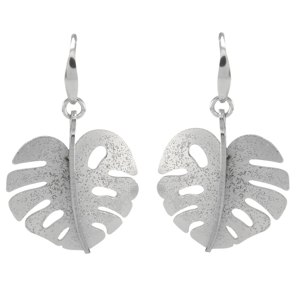 Boucles D’oreilles Pendantes Doubles Feuilles Dorées 80mm – Neuf Avec étiquettes