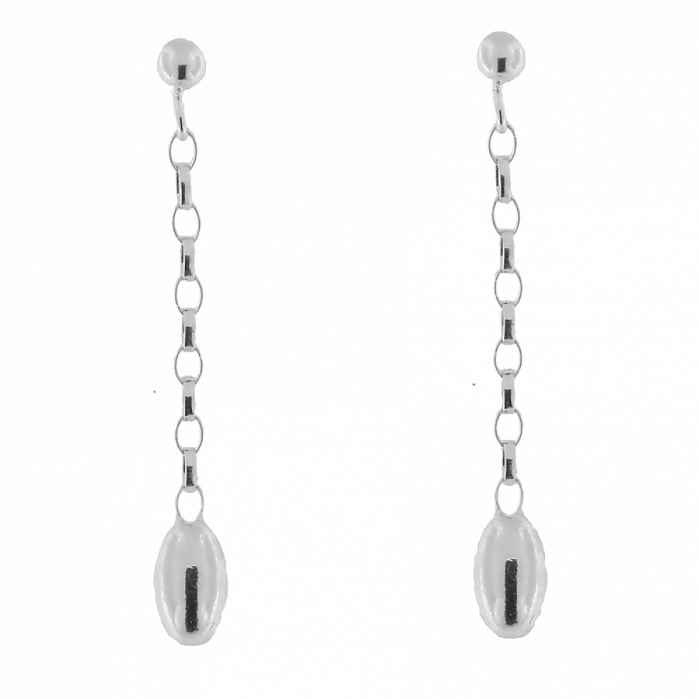 Boucles d oreilles pendantes avec chainette et motif navette - Bijoux Femme