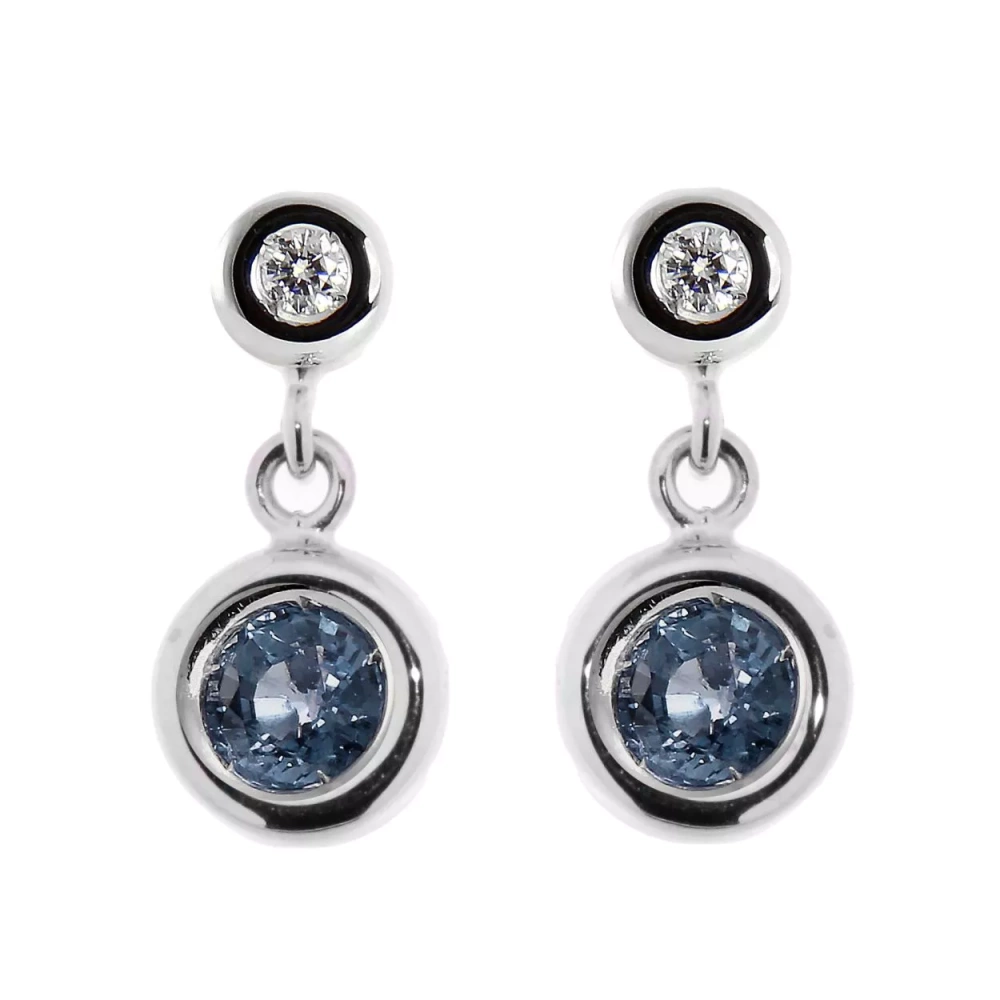 3 5//8 Ct Créé CEYLAN /& créé blanc saphir Boucles d/'oreilles Pendantes Argent Sterling