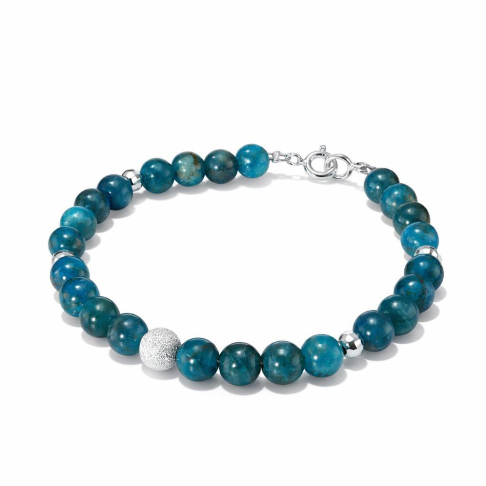 Bracelet Boule 6Mm En Apatite Bleue Extra - Pierre Naturelle - Lithothérapie Reiki