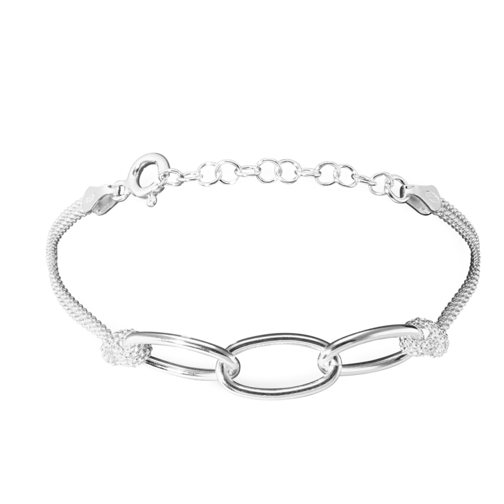 Bracelet Maille Fantaisie Vintage Années 1950 - Avec Breloque - Longueur 20 Cm - Argenté