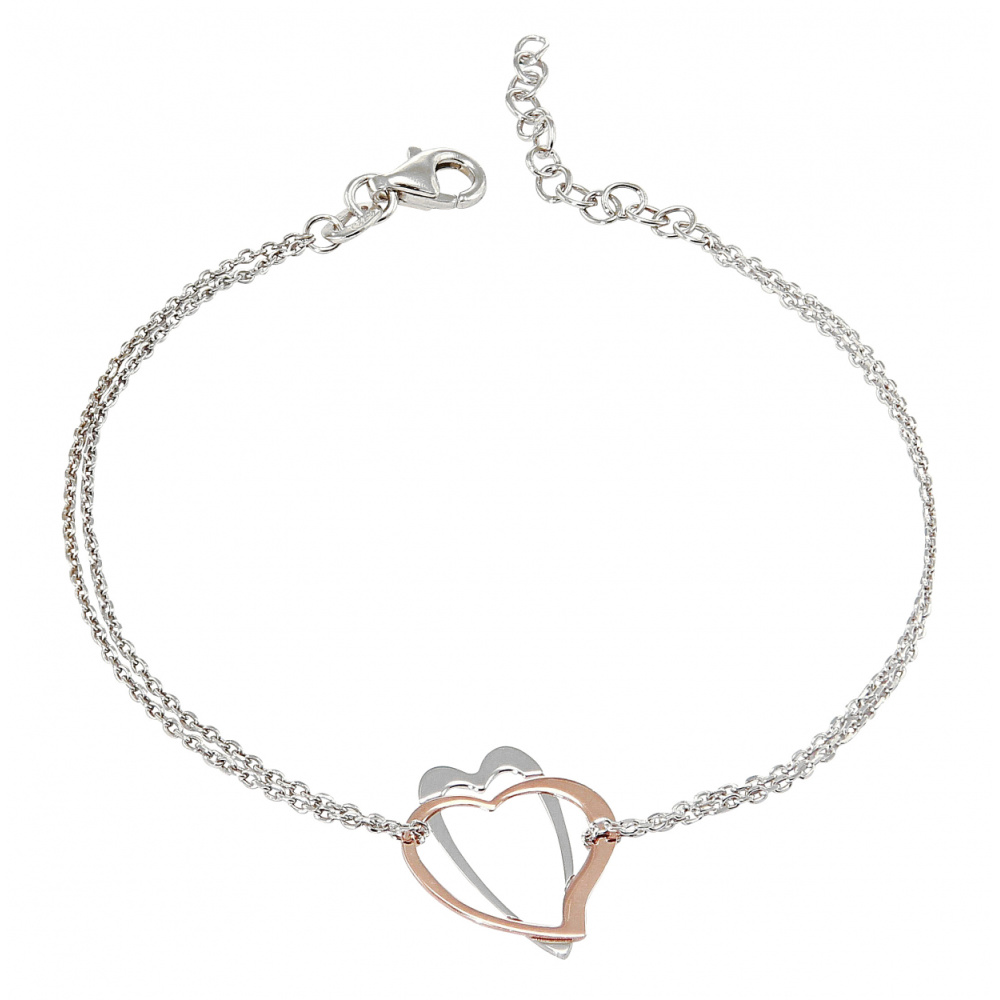 bracelet argent avec 2 coeurs bracelet argent avec 2 coeurs