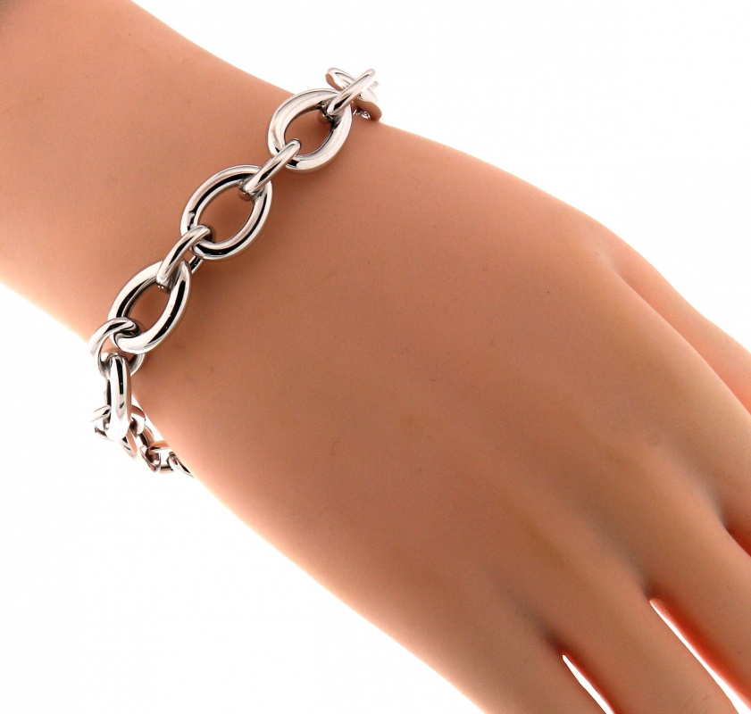 Bracelet Argent Rhodié Maille Poire 11mm x 20cm Ref. 43054