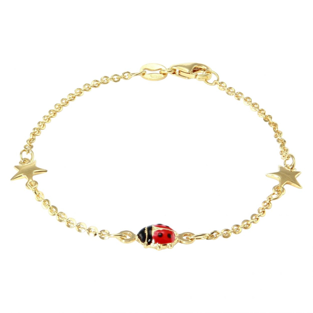 Bracelet Fille Or 9 Carats Personnalisable - Chaussure Rose Brillant, Longueur 14 Cm, Cadeau Naissance Anniversaire | Bijou Enfant Garanti Certificat