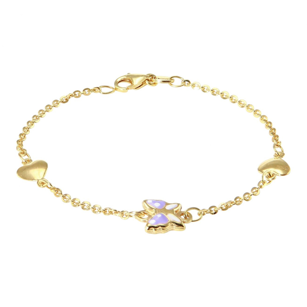 2 Bracelets élastiques Fille Colorés - Bois, Fleur, Cœur, Papillon - Taille Réglable 16-28 Cm