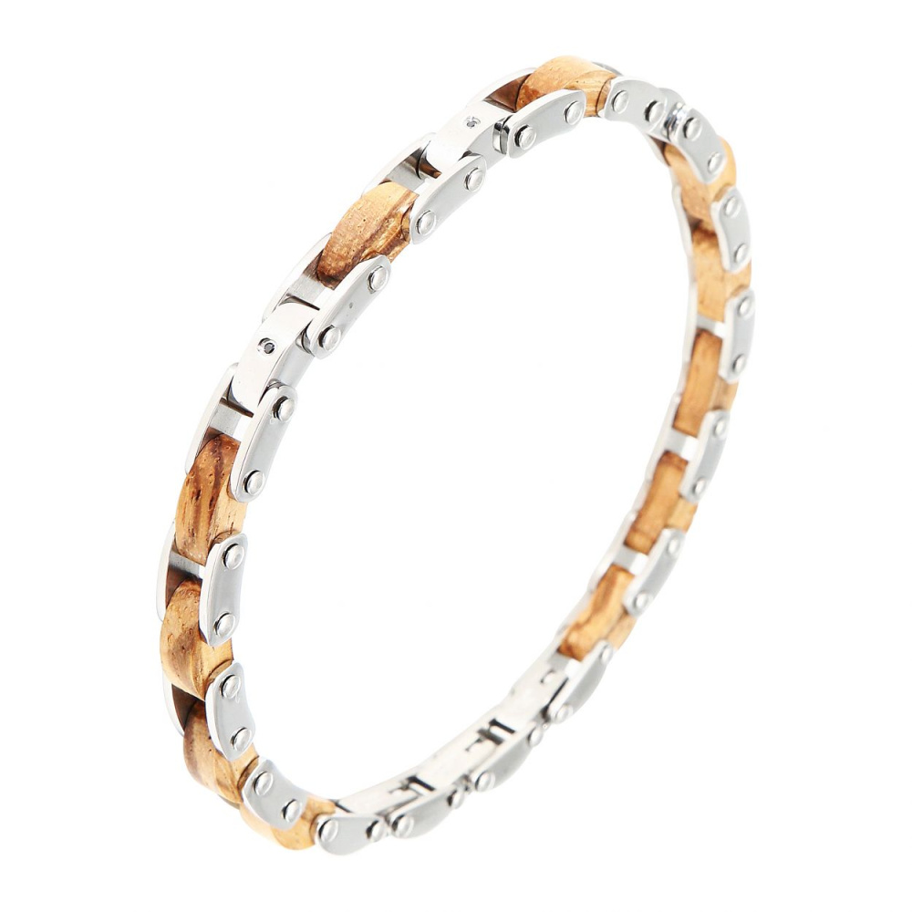 Bracelet homme acier et bois 0,7x22cm Ref. 47433