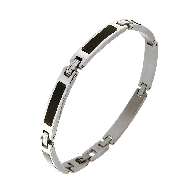 Bracelet homme acier gris et noir Ref. 45651