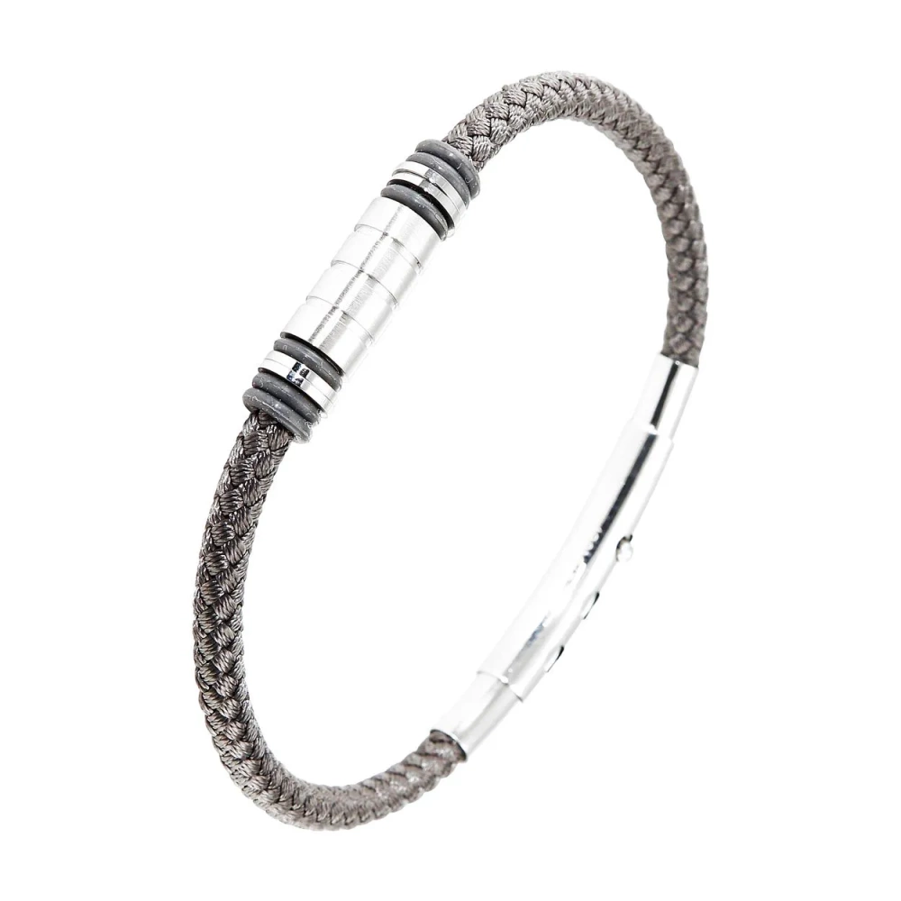 Bracelet homme tissus gris, acier et caoutchouc 0,7x21cm ...