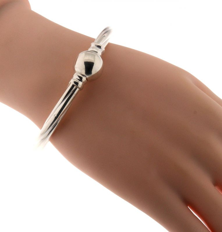 Bracelet Jonc Argent 925 Section Torsadée 6mm