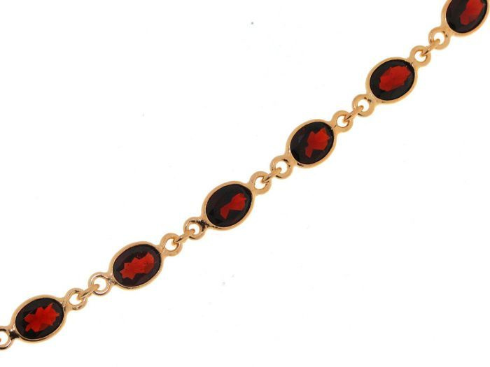 Bracelet Vermeil Grenat Ovale 8x6mm
