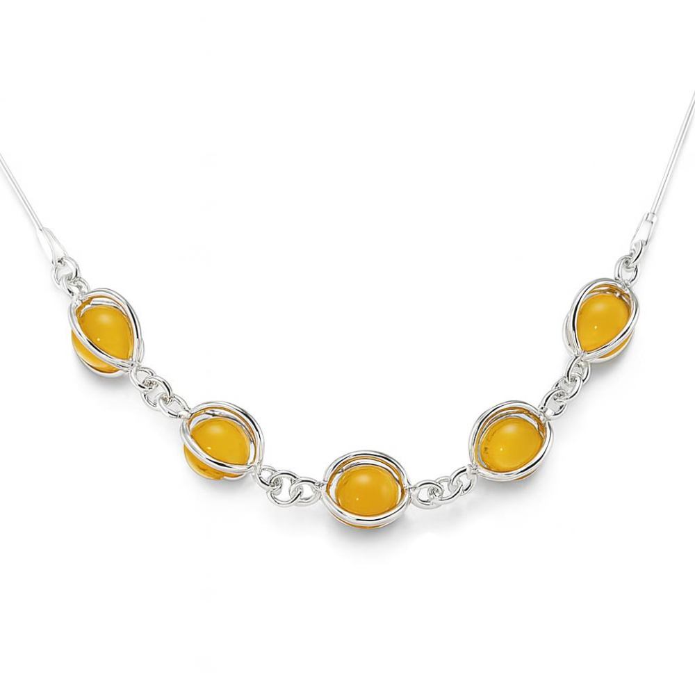 Ancien Collier En Pierres D'ambre – Vintage Années 1950 – Bijou D'occasion