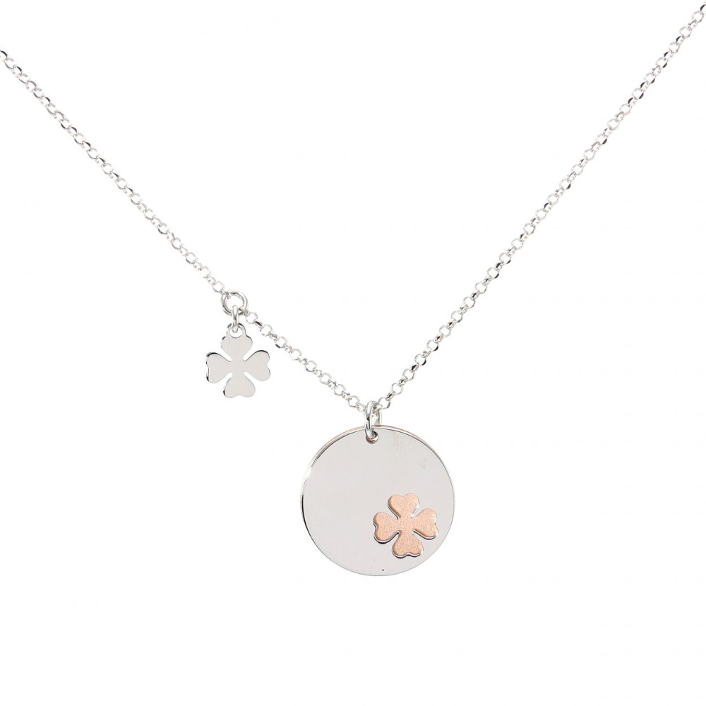 Bracelet Trefle 4 Feuilles Femme Porte Bijoux Femme Parure Trèfle 4 Feuilles GWAWG - Collier+Bracelet+Boucles Or Rose 18K - Cadeau Porte-Bonheur Bracelet Femme Or Collier Femme Acier Inoxydable