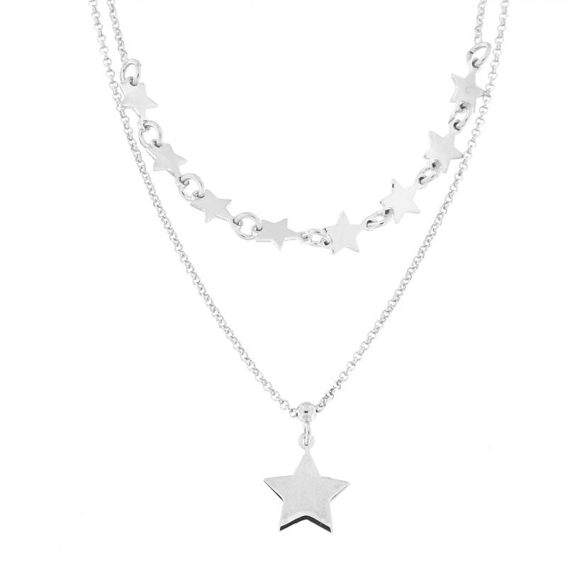 collier argent double collier argent double