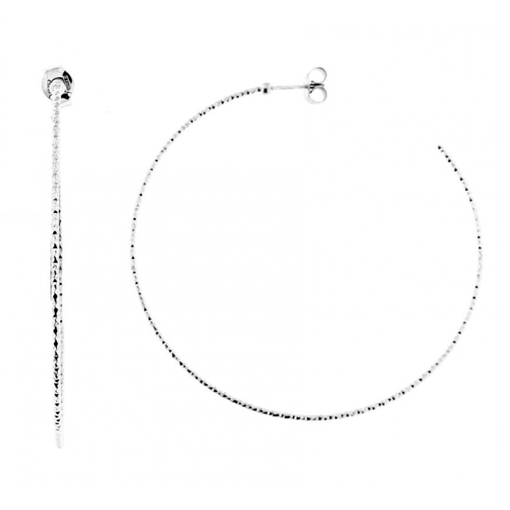 Creoles en Argent Diamantees Diametre 63 mm  - Bijoux Femme