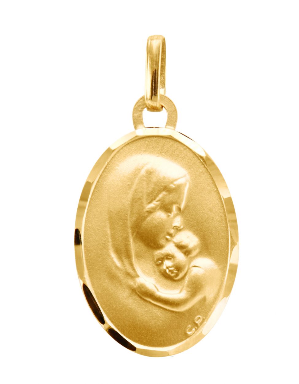 Medaille Vierge a l enfant Ovale Or Jaune 375  - Bijoux Enfant
