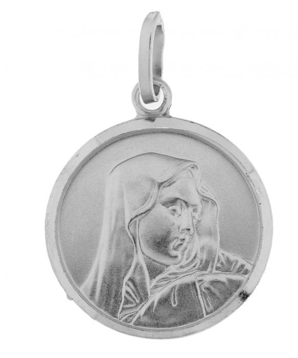 Medaille Vierge Argent Rhodie 18mm - Bijoux Femme ou Enfant