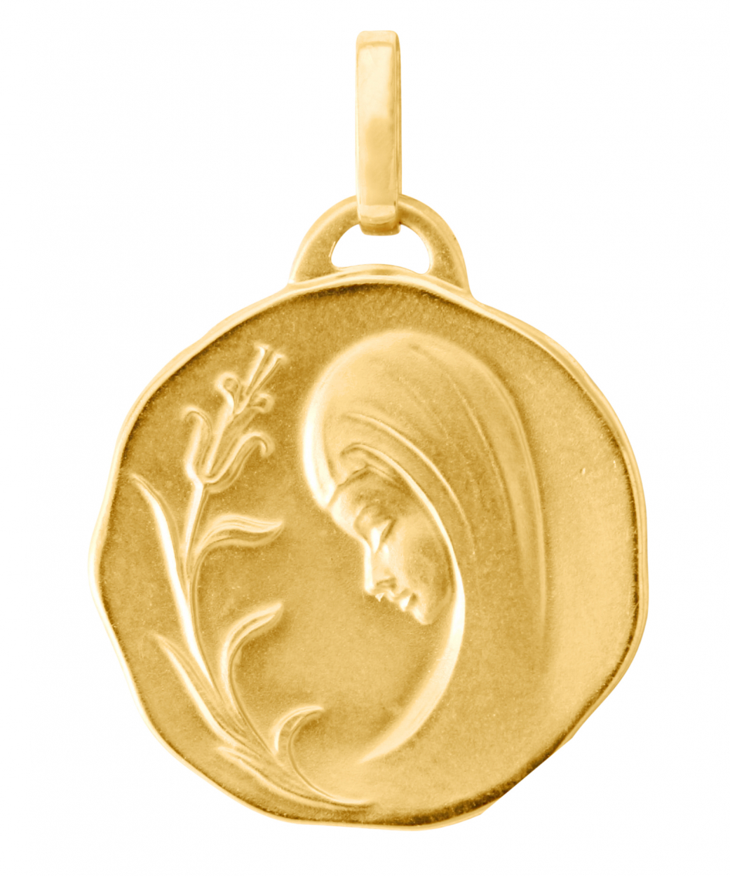 Medaille Vierge de Profil en Or Jaune 750 (17mm) - Bijoux Enfant