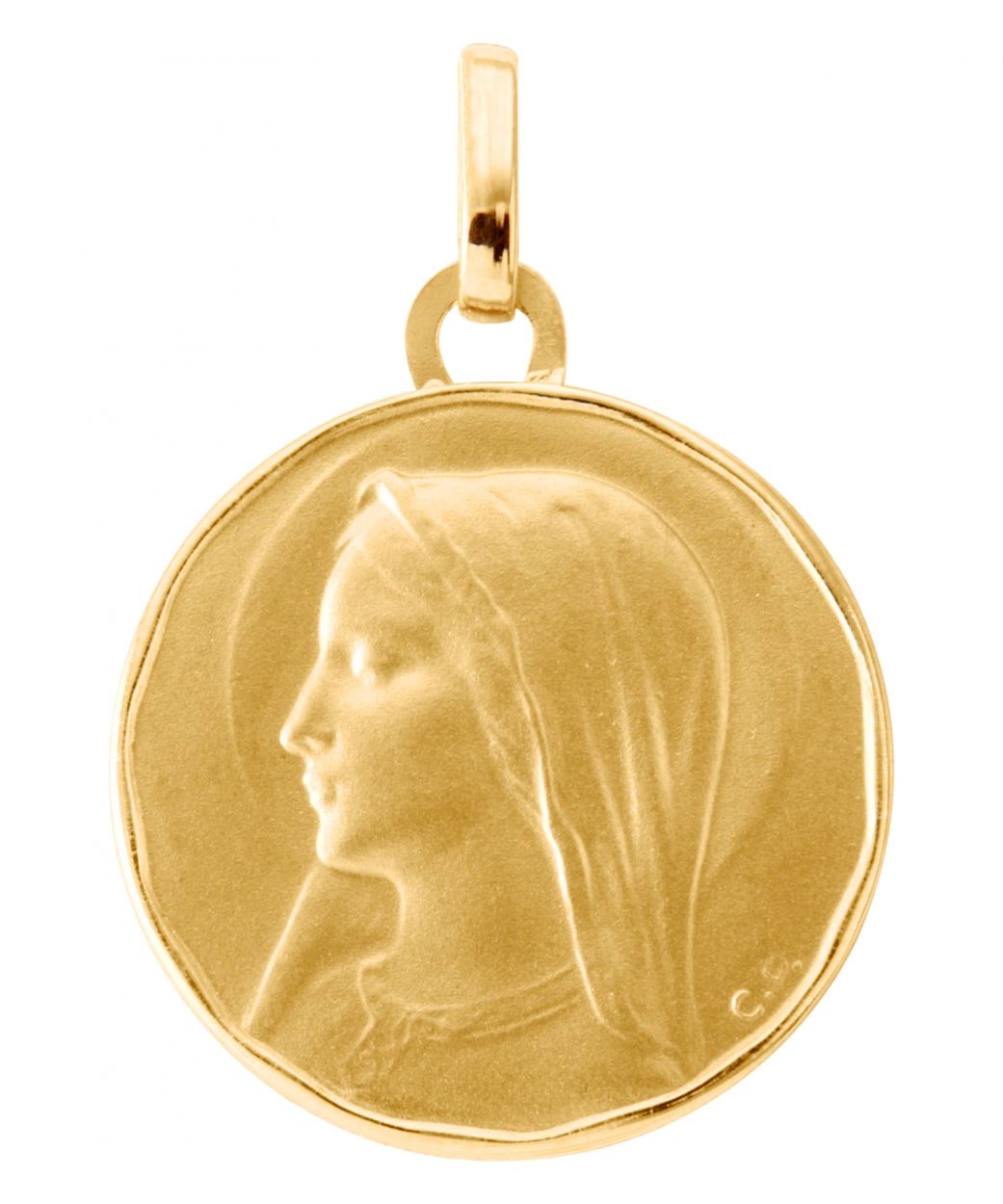 Medaille Vierge profil gauche en Or Jaune 750 (17mm) - Bijoux Femme