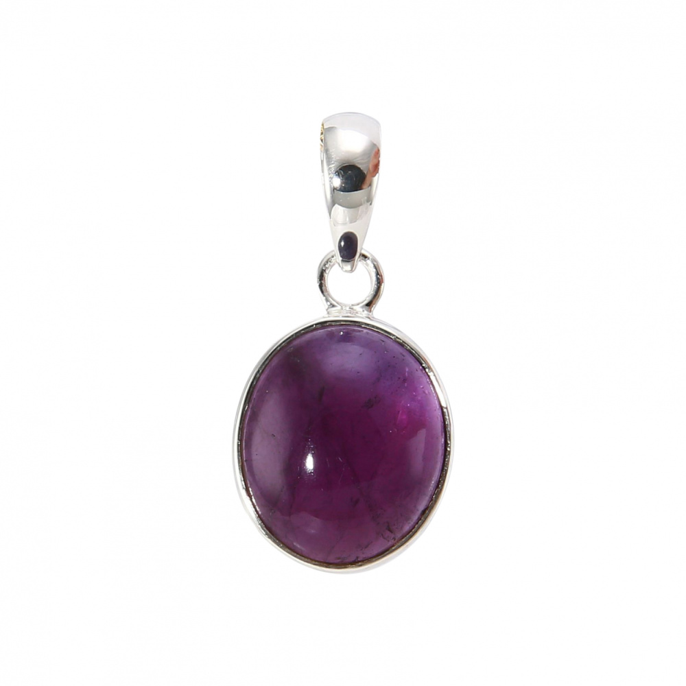 Pendentif En Pierre Roulée D'Améthyste Ovale - Collier Réglable 41-45 Cm Ou Sans Chaîne - Couleur Violette, Thème Chakra