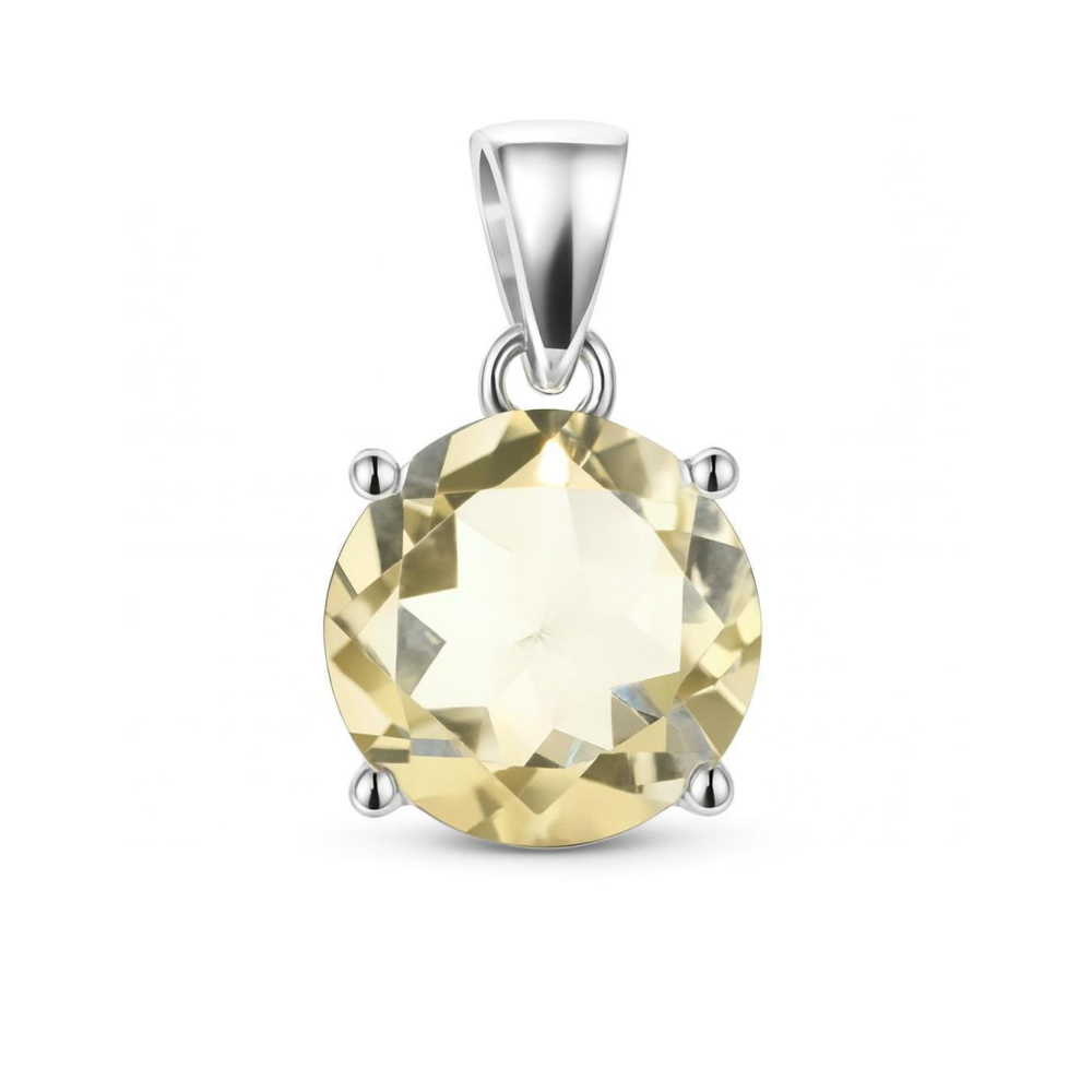 Pendentif En Argent Sterling 925 En Citrine Naturelle Pour Femmes