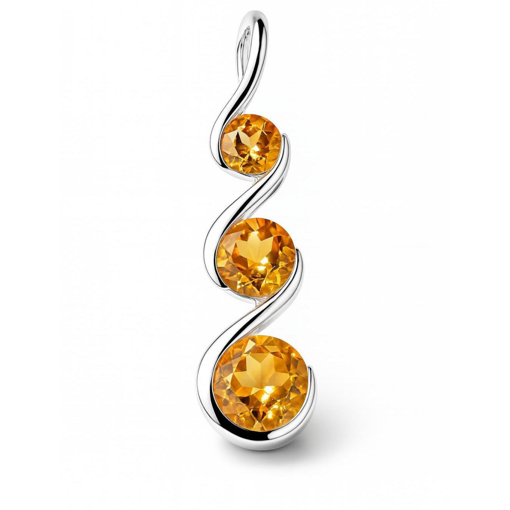 Pendentif En Argent 925 Avec Citrine Naturelle - Neuf Avec étiquettes Bimonia