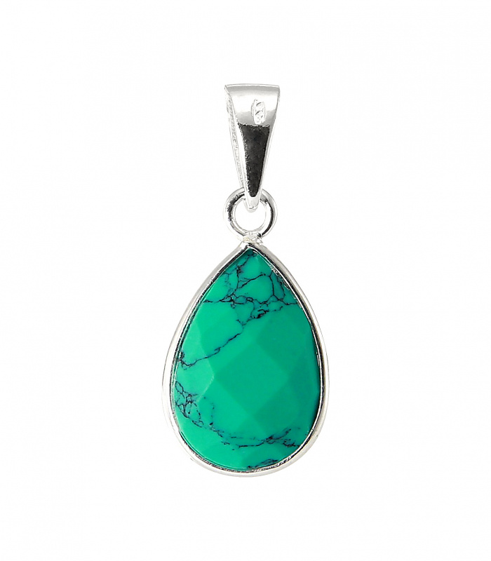 Pendentif Argent 925 Turquoise Reconstituée Poire facettée 12x8mm Ref Pendentif Argent 925 Turquoise Reconstituée Poire facettée 12x8mm Ref