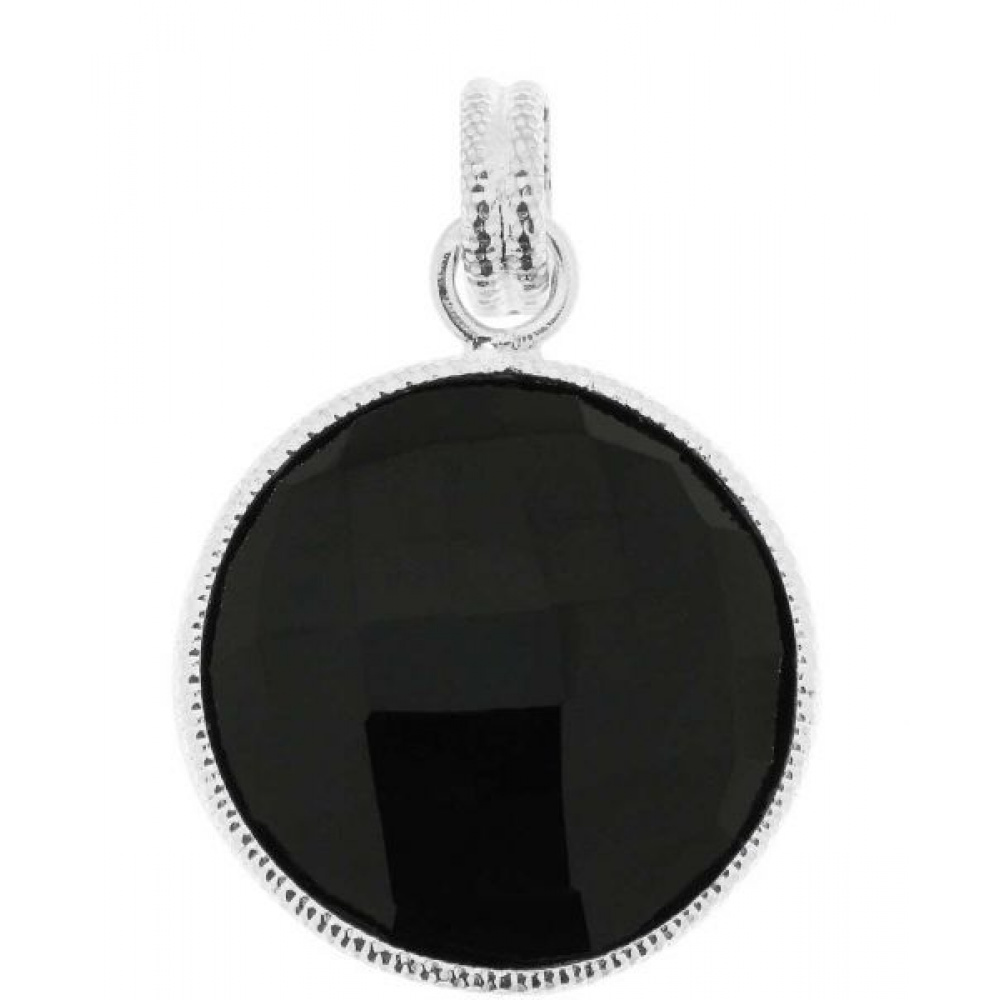 Pendentif Argent Onyx Rond 20mm - Bijoux Femme