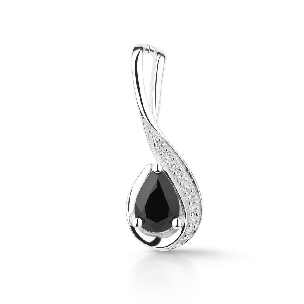 Pendentif Goutte En Argent 925 Rhodié Avec Oxyde De Zirconium - 19 Mm, Design Ajouré, Sans Chaîne