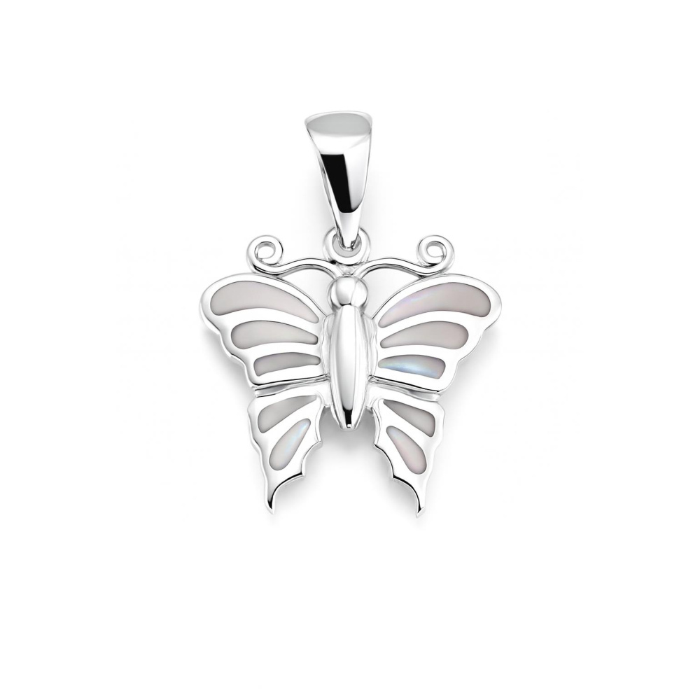 Pendentif Coeur Et Papillon En Argent 925 - 1.3g - Modèle #W24 10042