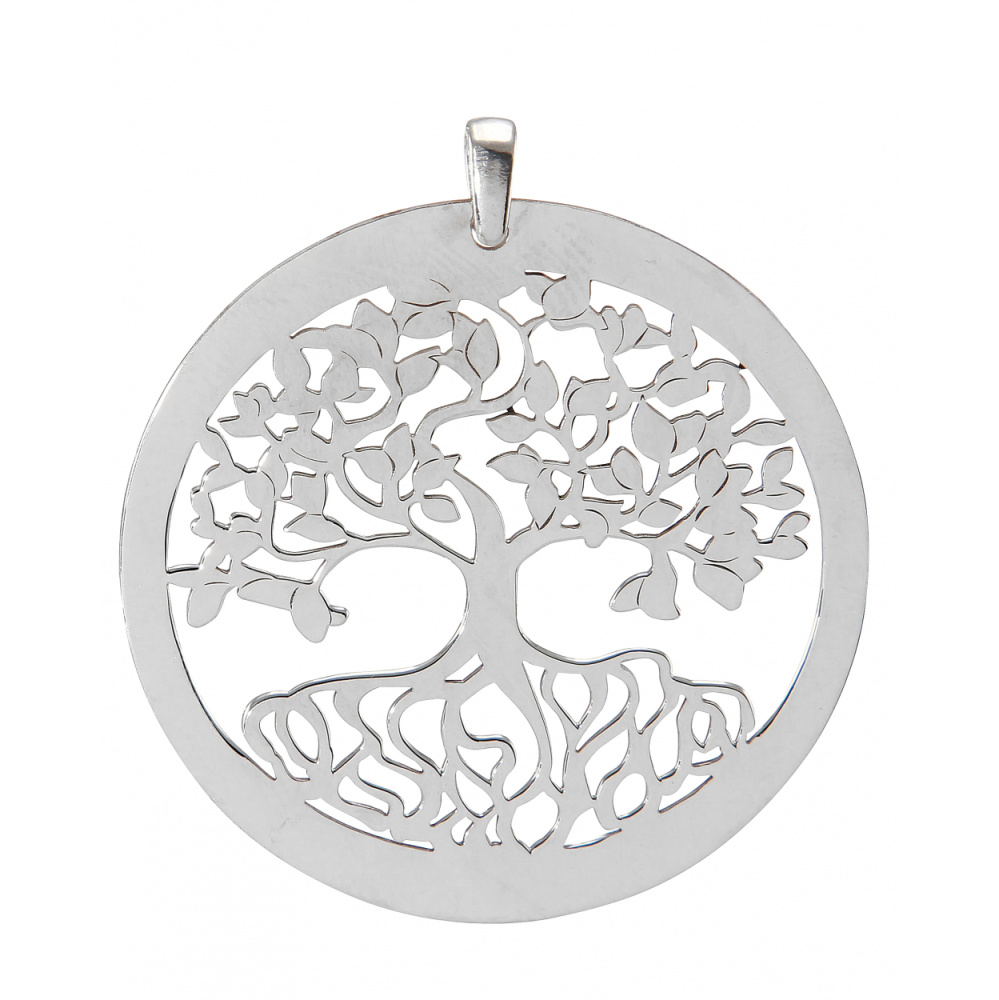 ADEN Pendentif Arbre De Vie Corail Rouge Argent Massif Rhodié - 45x32 Mm