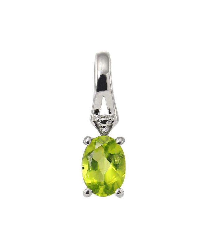 Pendentif Argent Péridot 5mm Serti Clos Ref. 28867