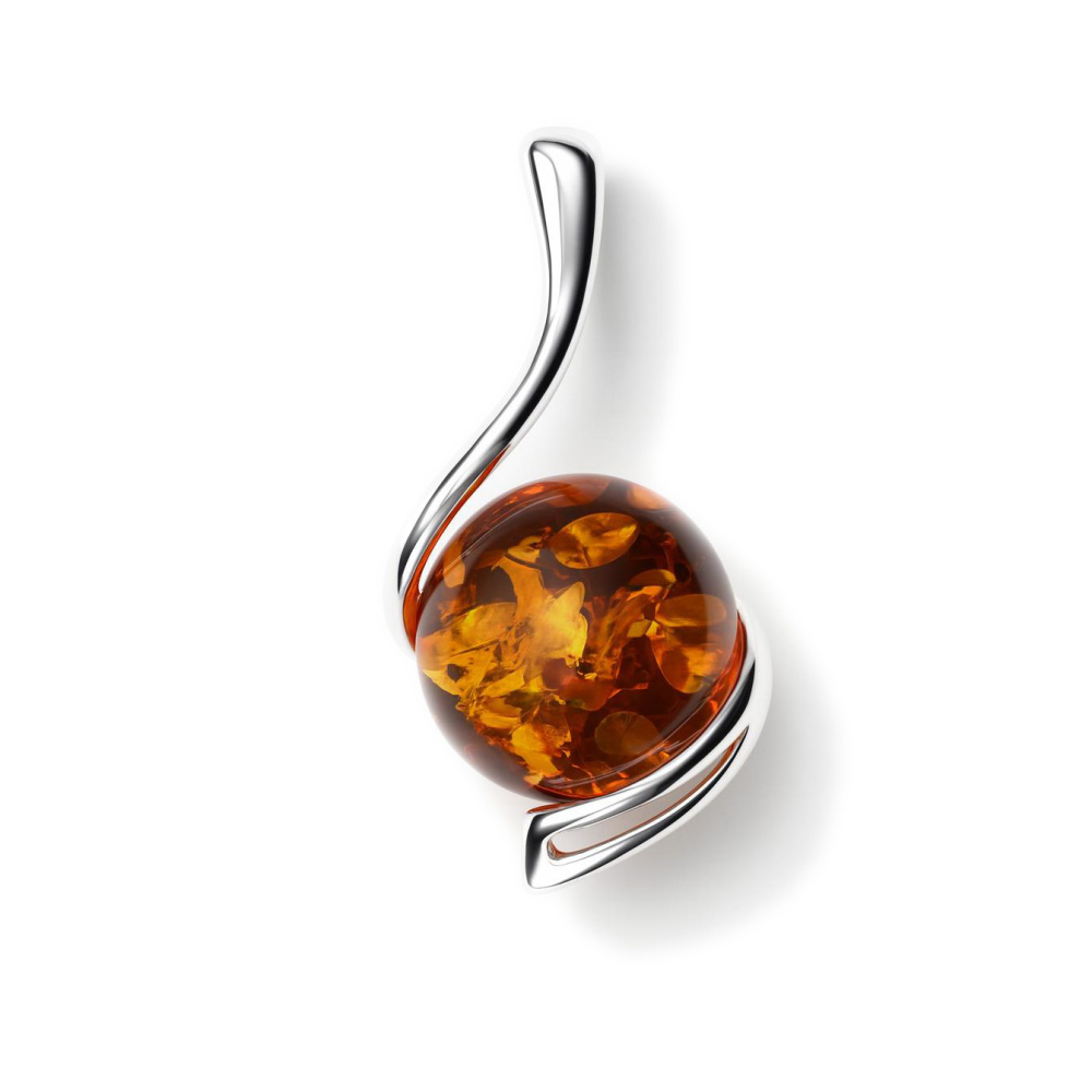 Pendentif en ambre N°4 - argent - Histoires de Fées