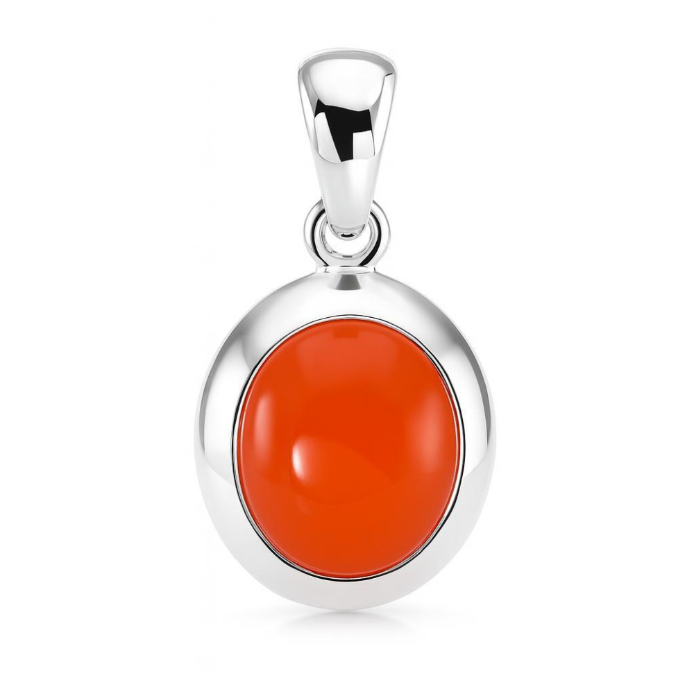 Pendentif Griffe Avec Cornaline Rouge - Pierre Ovale, Acier Inox, Style Gothique