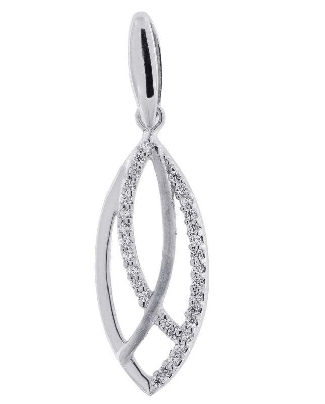 Pendentif Coeur en Argent 925 rhodié, Céramique et Zirconium - CHAÎNE en OPTION Pendentif Coeur en Argent 925 rhodié, Céramique et Zirconium - CHAÎNE en OPTION