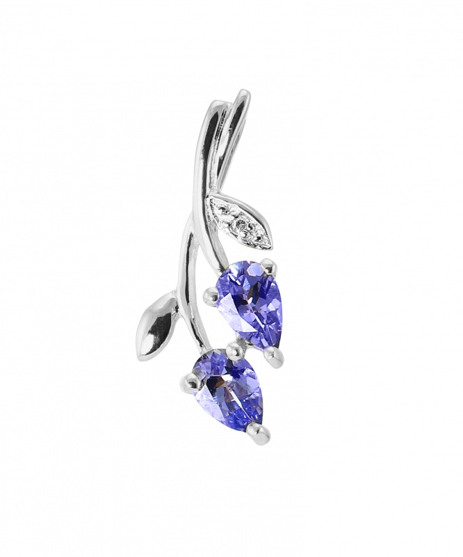 Pendentif Femme En Or Blanc 9 Carats (375/1000) Avec Tanzanite – 11mm X 4mm – Neuf Avec étiquettes