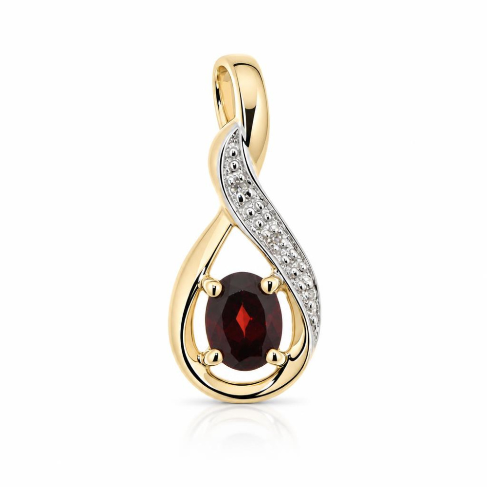 Pendentif En Grenat Avec Or 333 (8 Carats) - Neuf Avec étiquettes - Or Jaune, Pierre Naturelle