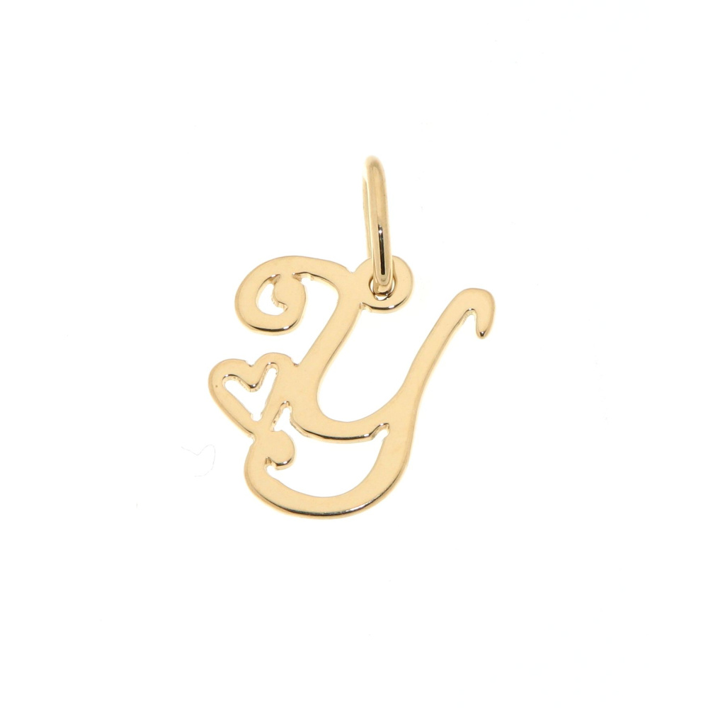 Pendentif Initiale Y En Plaque Or Vintage - Neuf Vieux Stock (2,4 X 1,0 Cm)
