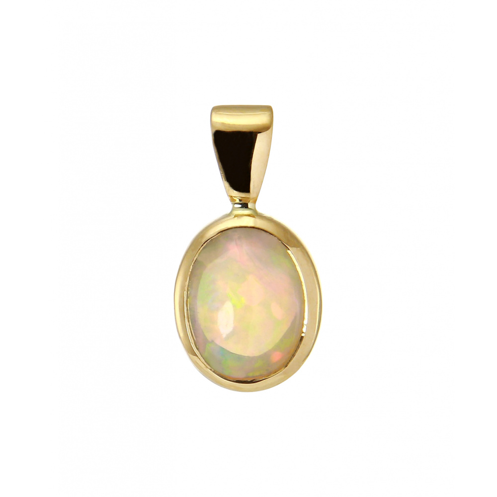 RARE ! OPALE BLANCHE JAUNE MULTICOLORE D'ETHIOPIE : 6.7 mm x