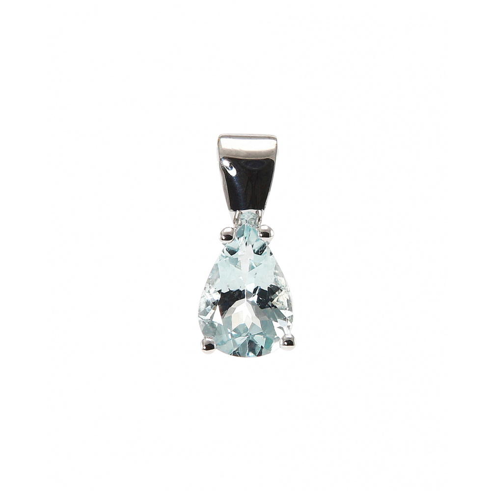 Pendentif En Or Blanc 750/1000 (18 Carats) Avec Aigue-marine - Poids 3,16g - Poinçon Tête D'aigle - Occasion