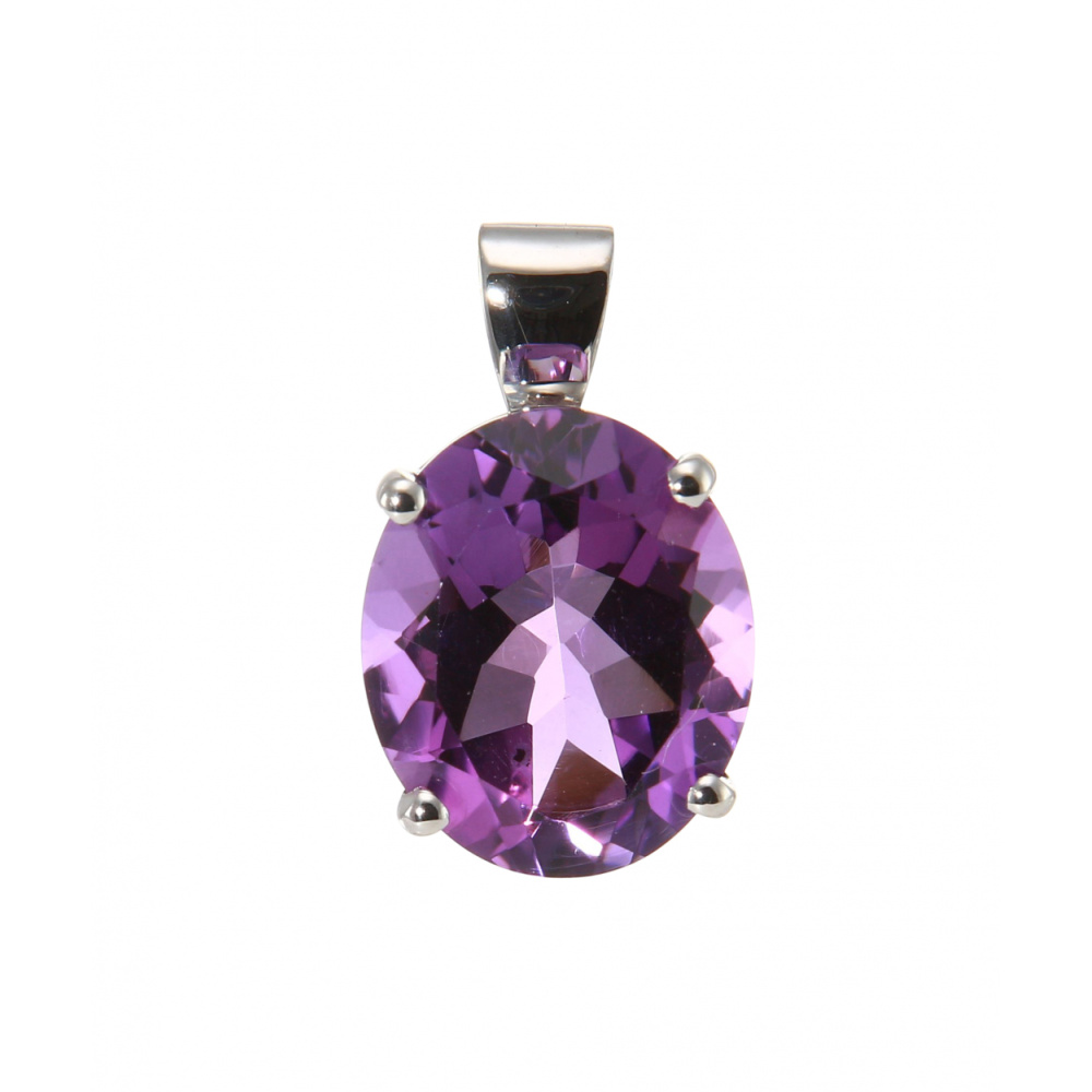 Collier Pendentif Améthyste Vintage – Forme Ovale Violet Sur Chaîne Argentée 41-45 Cm – Style Gothique Romantique